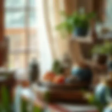 Cultural Influences in Decor Cultural elements incorporated into a rustic tiered display