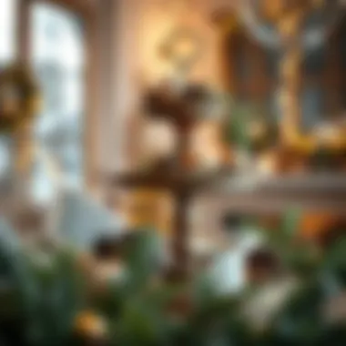 Seasonal Rustic Charm Rustic tiered tray adorned with seasonal decorations