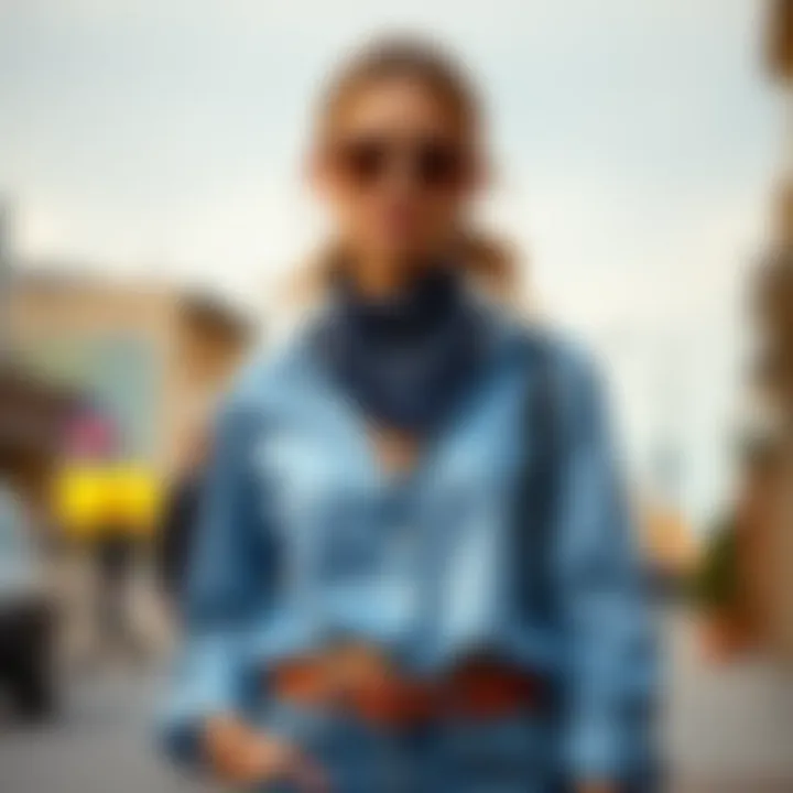 Fashionable outfit featuring the satin bandana top styled with accessories