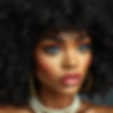 Close-up of an afro wig showcasing intricate styling options