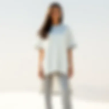 Stylish split hem long tee on a minimalist backdrop