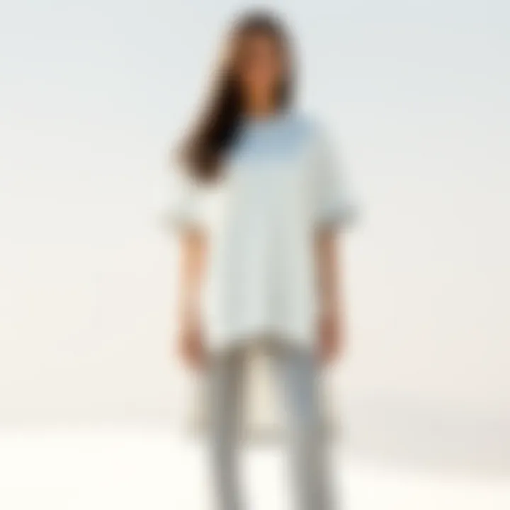 Stylish split hem long tee on a minimalist backdrop