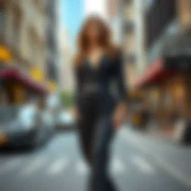 Surplice Front Dress in Urban Fashion Model showcasing surplice front dress in urban setting