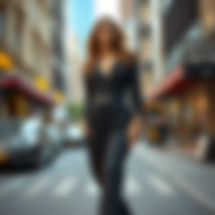 Surplice Front Dress in Urban Fashion Model showcasing surplice front dress in urban setting