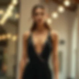 Stylish surplice neck dress with glitter
