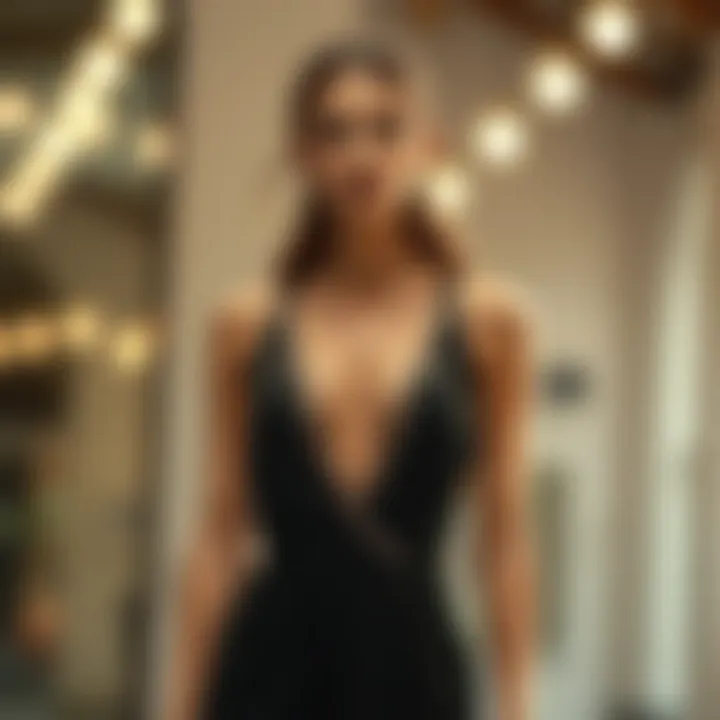 Stylish surplice neck dress with glitter