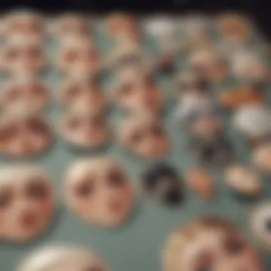 A historical display showcasing various types of eye patches