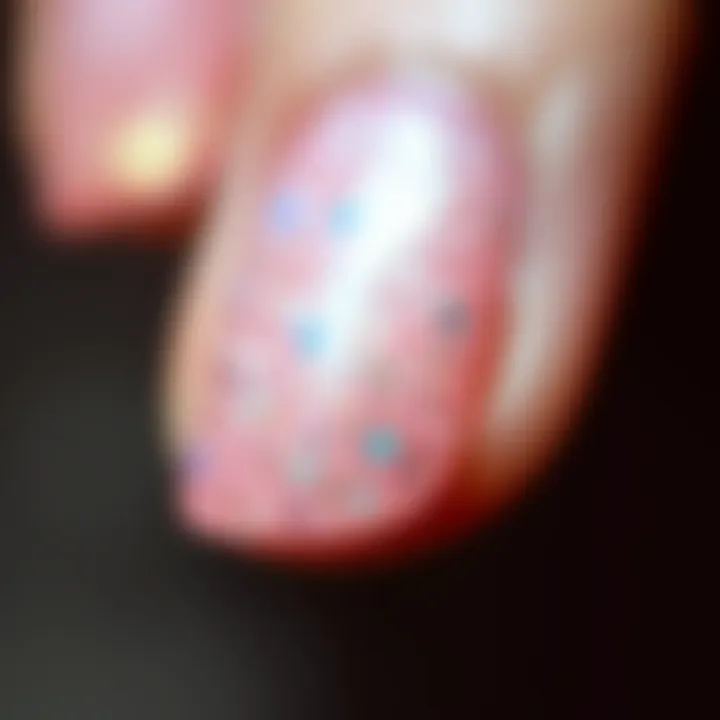 Glitter Flakes on a Stunning Manicure A beautifully manicured nail showcasing glitter flakes applied flawlessly