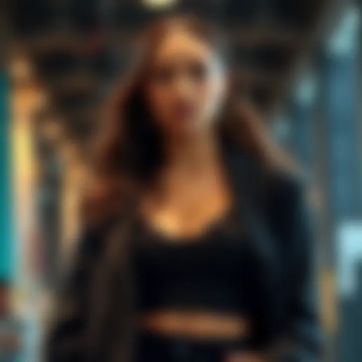 Stylish spaghetti strap black crop top worn under a blazer for a formal touch.