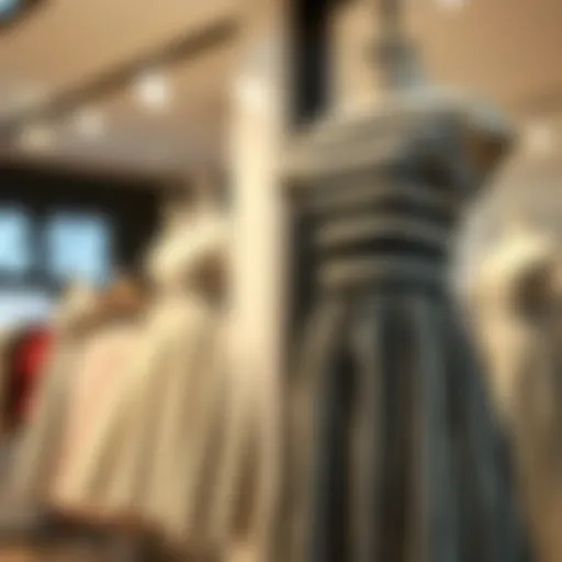 Elegant black and white striped dress on display