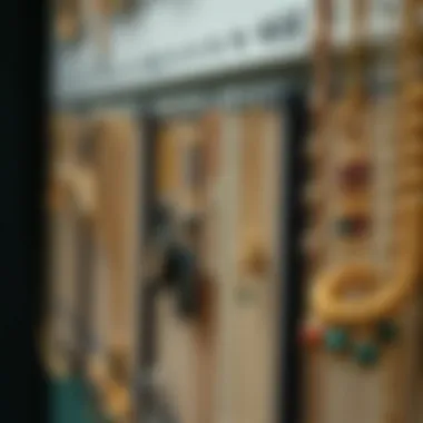 Close-up of materials used in a stylish necklace hanger wall