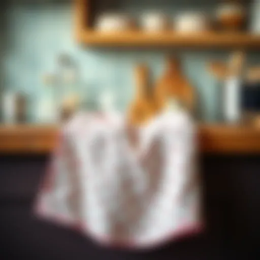 Charming polka dot kitchen towel draped over a counter