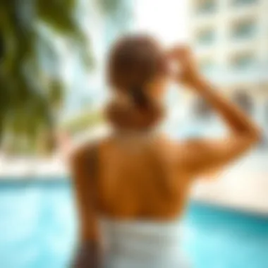 Stylish accessories paired with a white bandeau dress