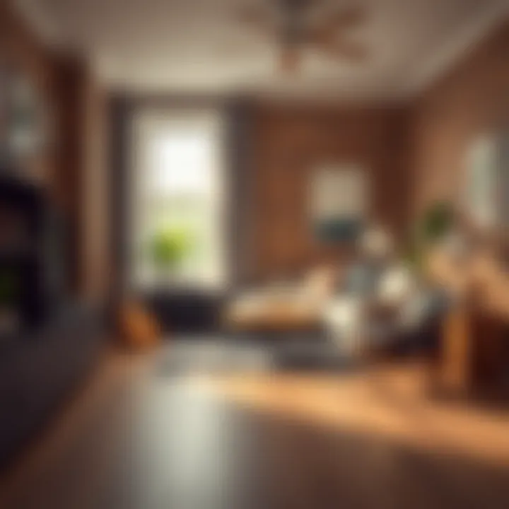 A beautifully decorated room featuring wood look peel and stick tile