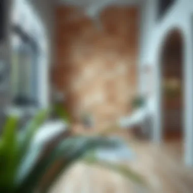 Stylish wood look peel and stick tile installation in a modern living space