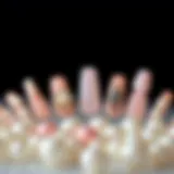 Elegant arrangement of pearl fake nails showcasing different designs