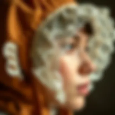 Close-up of the detailing on an x large bonnet