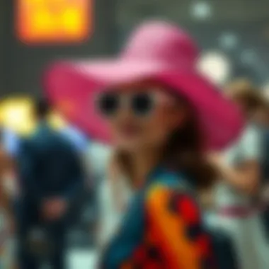 A stylish individual showcasing an x large bonnet at a fashion event