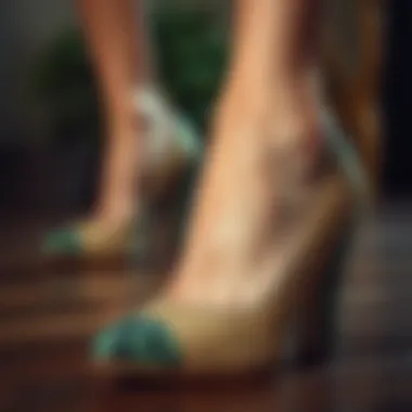 Variety of materials used in thick heel closed toe shoes