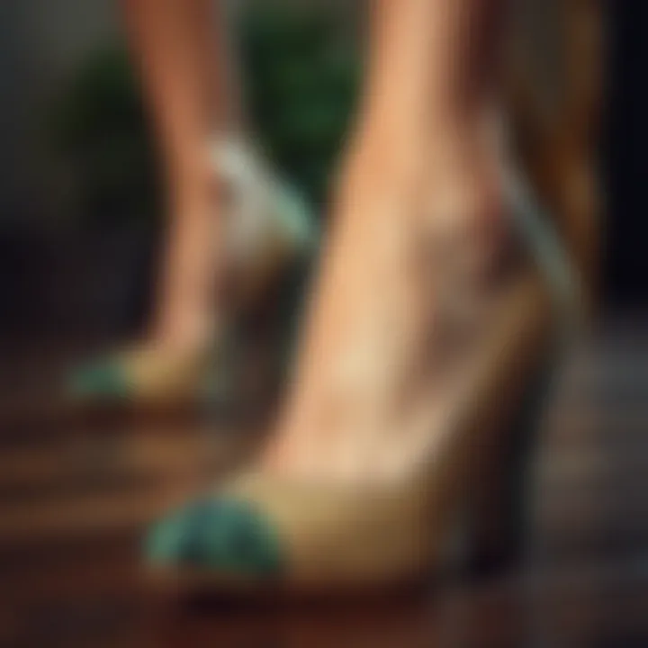 Variety of materials used in thick heel closed toe shoes