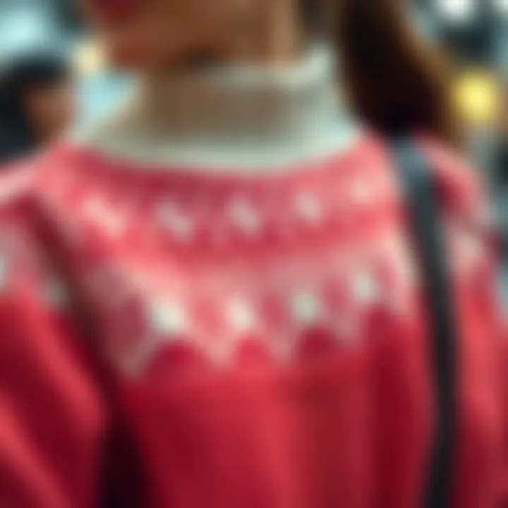 Intricate knit patterns on a sweater