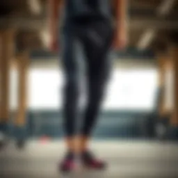 Stylish yoga pants with pockets showcased in an active setting