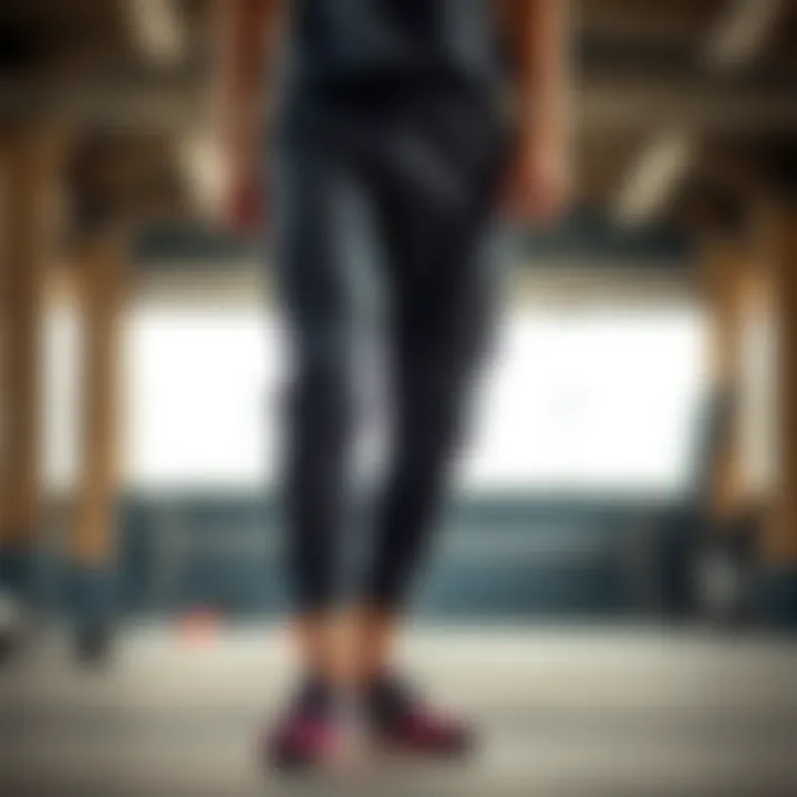 Stylish yoga pants with pockets showcased in an active setting