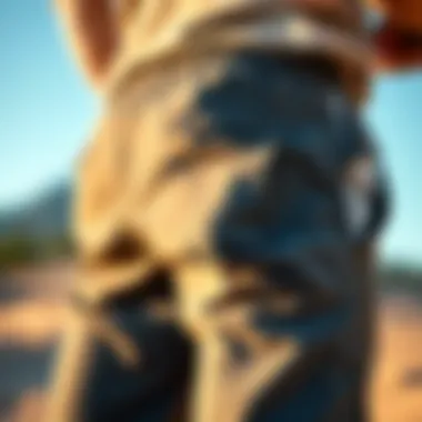 Close-up of pockets on yoga pants demonstrating practical use