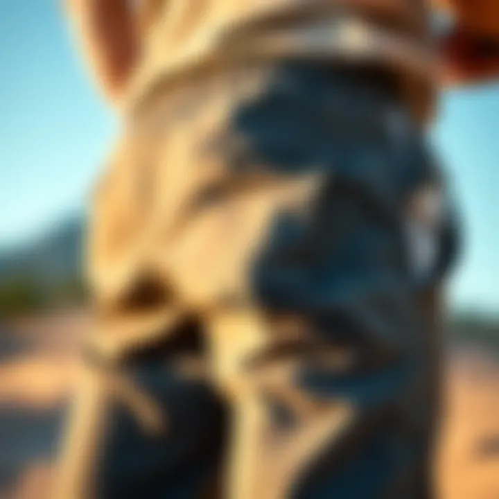 Close-up of pockets on yoga pants demonstrating practical use