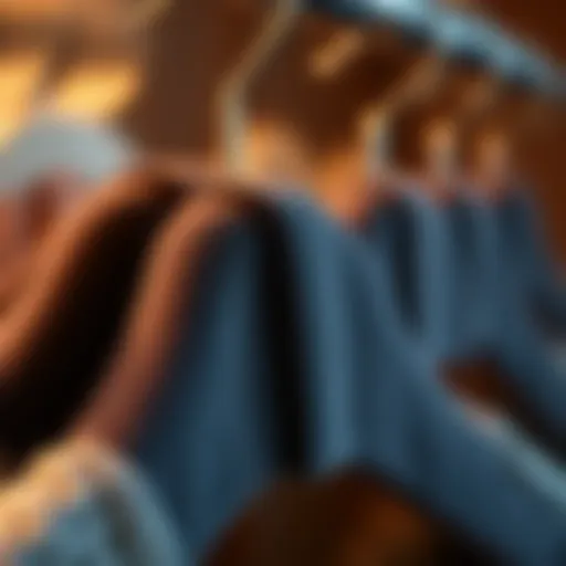 A close-up view of velvet hanger clips showcasing their texture and design