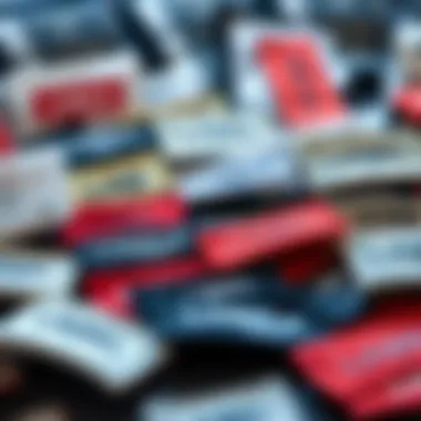 Various types of washable labels neatly arranged