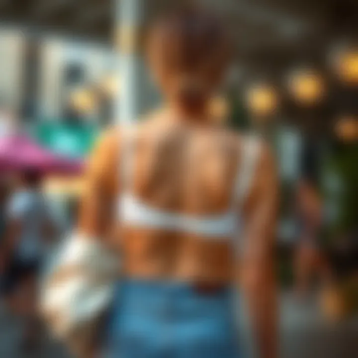 Versatile Styling with a Backless Bra Stylish outfit complemented by a white backless bra, emphasizing versatility