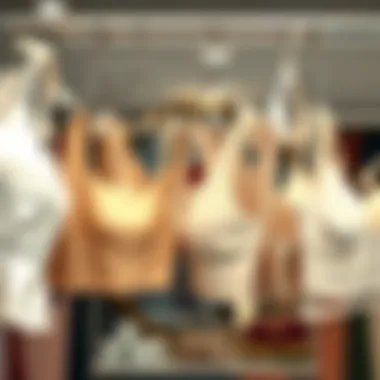 Diverse Styles of Backless Bras Various styles of white backless bras displayed on elegant hangers