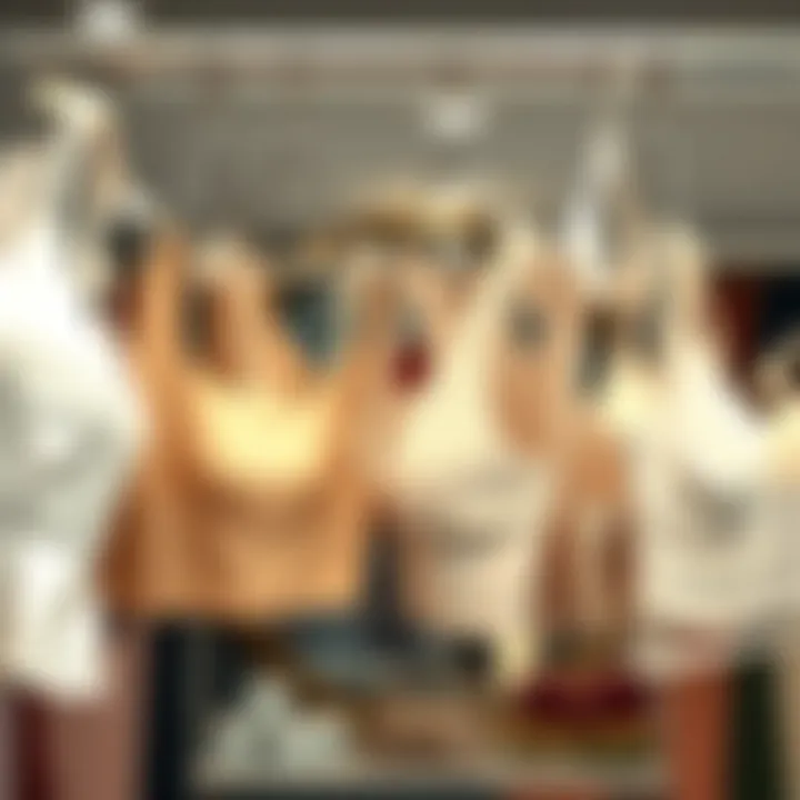 Diverse Styles of Backless Bras Various styles of white backless bras displayed on elegant hangers