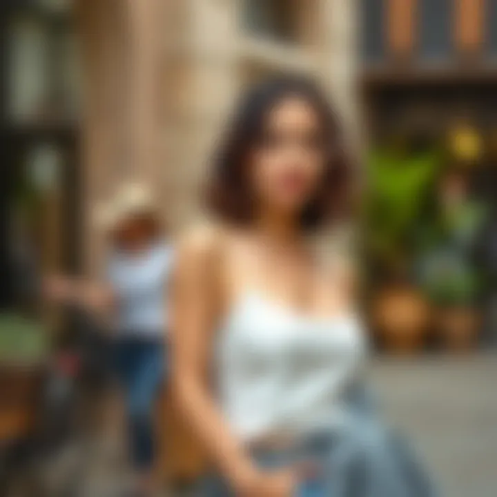 Scene depicting casual and elegant outfits incorporating the tank top.