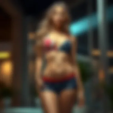 Modern Fashion Statement with Patriotic Lingerie Fashionable woman showcasing American flag underwear in a contemporary setting