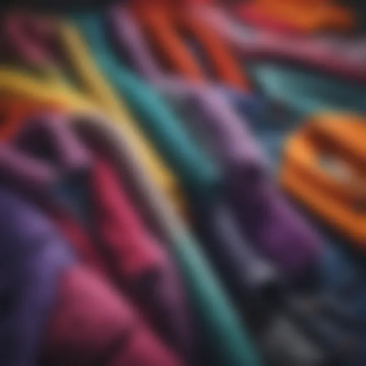 A colorful arrangement of fleece vests in various designs.