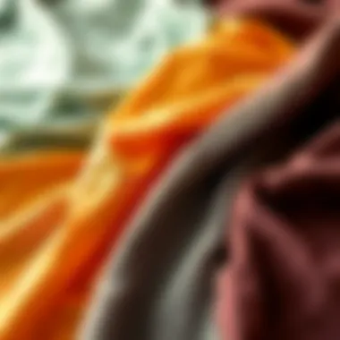 Variety of fabric swatches for tunic shirts with texture options