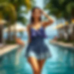 Elegant swimwear showcasing a vibrant skirted one-piece