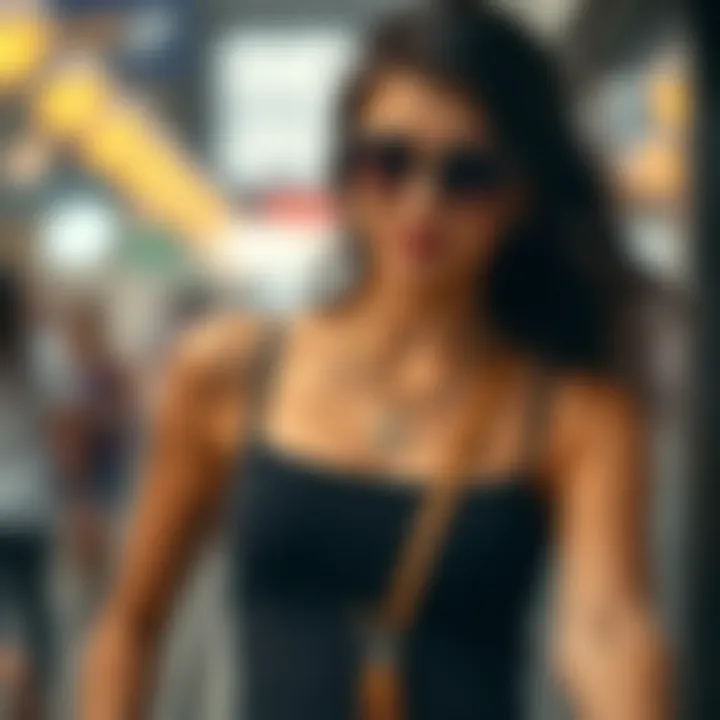 Stylish outfit featuring a thin strap tank top accessorized