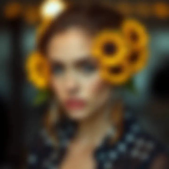 Fashionable styling with sunflower hair clips