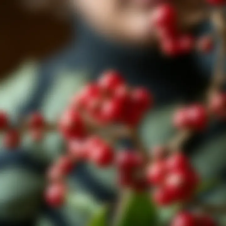 Intricate Craftsmanship of Faux Berry Stems Close-up of intricate craftsmanship in faux berry stem design