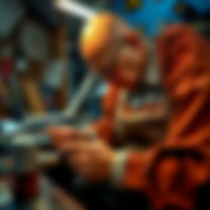 The Art of Crafting Flag Brooches Artisan at work creating a flag brooch, illustrating dedication to craftsmanship