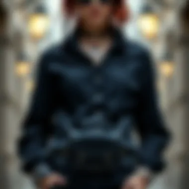 Stylish Gothic Ensemble A styled outfit featuring a gothic button-up shirt paired with accessories