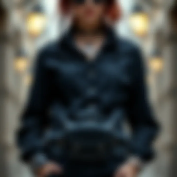 Stylish Gothic Ensemble A styled outfit featuring a gothic button-up shirt paired with accessories