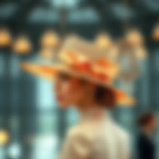 Blend of Elegance and Functionality Elegant hat with a stylish umbrella attachment