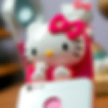 Close-up of a stylish Hello Kitty phone holder with intricate detailing
