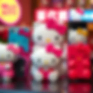 A vibrant display of various Hello Kitty phone holders showcasing unique designs