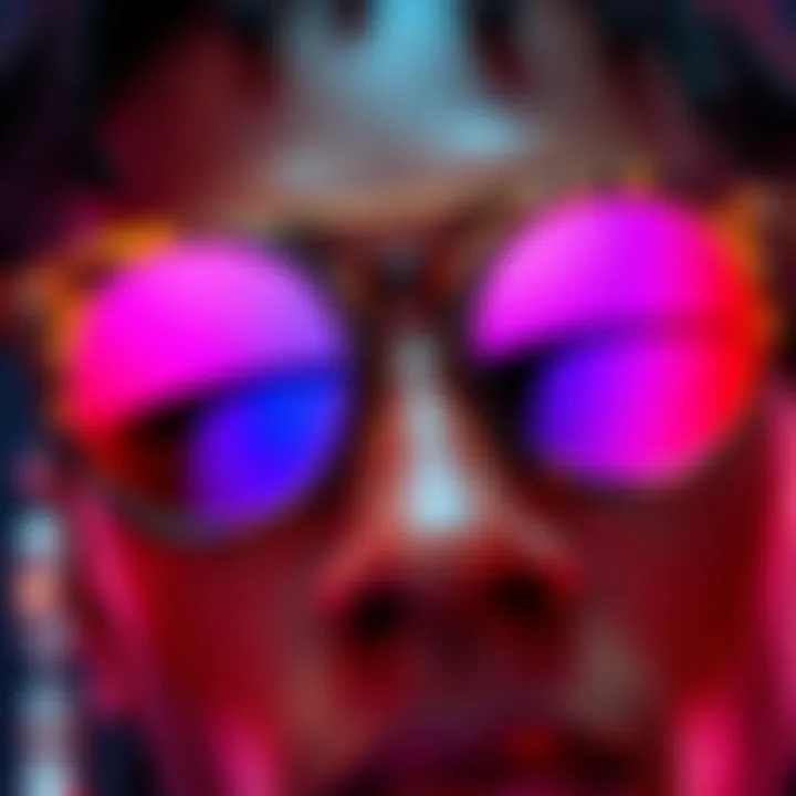 Vibrant Lenses: The New Wave of Hip Hop Fashion A close-up of trendy colored lenses that define modern hip hop eyewear.