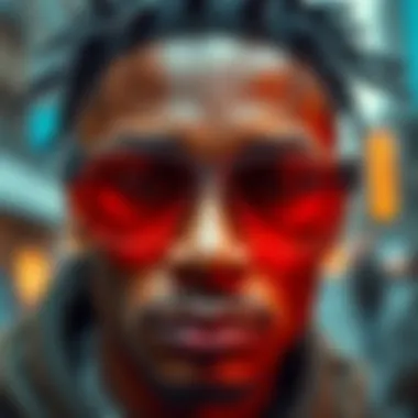 An iconic pair of oversized hip hop glasses reflecting urban culture.